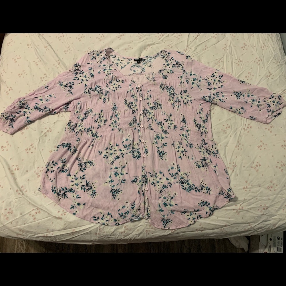Torrid floral button down babydoll top